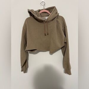 TNA Taupe Cropped Hoodie